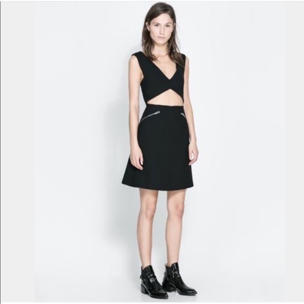 Zara Woman Studio black cutout cocktail dress